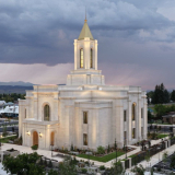 El exterior del Templo de Montpelier, Idaho, de La Iglesia de Jesucristo de los Santos de los Últimos Días. 