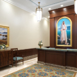 El escritorio de recomendaciones del Templo de Montpelier, Idaho, de La Iglesia de Jesucristo de los Santos de los Últimos Días. 