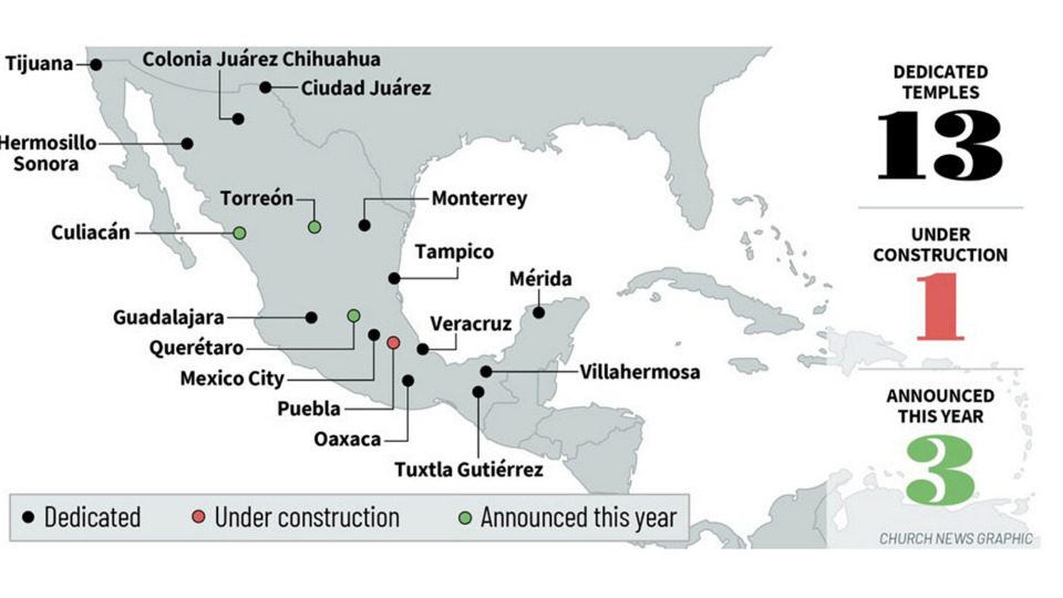 Mapa de México muestra el estado de los templos